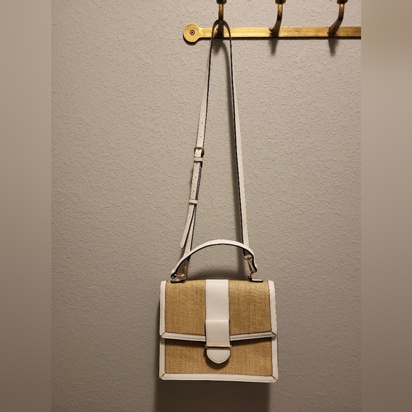 ALDO Straw Satchel with White Trim - Women’s Crossbody - Picture 3 of 14